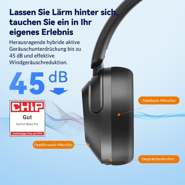 Detalle 2 de EarFun Wave Pro Kopfhörer 80 Std Akku
