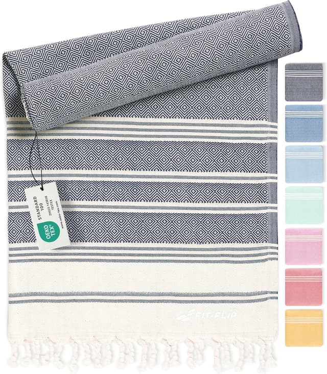 Detalle de Fit-Flip Fouta 200x200cm coton 100% bleu marine