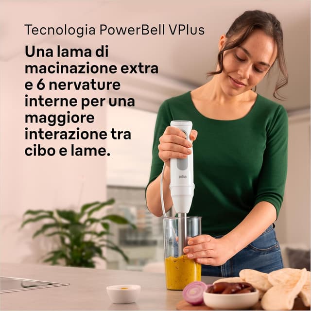Detalle 2 de Braun MultiQuick5 MQ50.001M minipimer con 21 velocità, 1000W e 5 anni di assistenza (bianco)