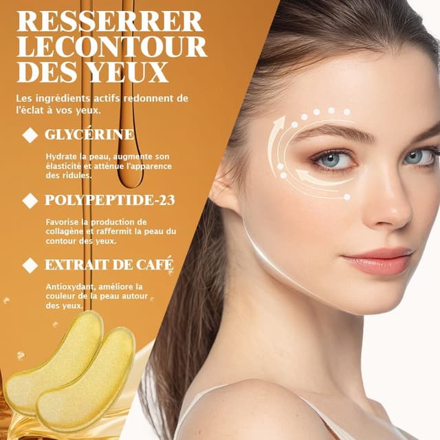 Detalle de Patchs Yeux au Collagène – Masque hydratant anti-cernes (20 patchs)
