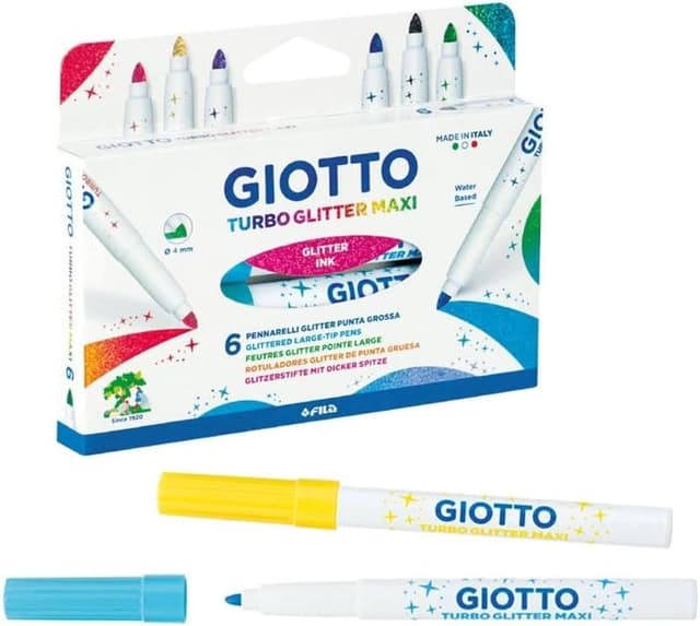 Detalle de GIOTTO Turbo Glitter Rotuladores Lavables, Punta 5mm, 6 Colores