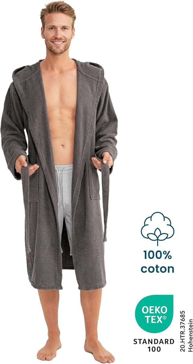 Detalle 1 de Peignoir de bain éponge en coton pour homme