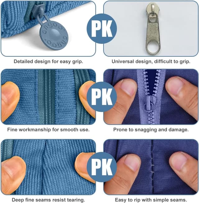 Detalle 2 de Trousse de papeterie APXEL grande en velours côtelé, trousse à crayons zippée (bleu marine)