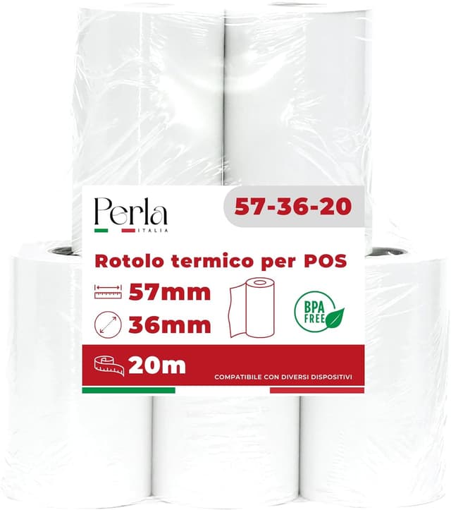 Detalle de Perla rotoli termici POS 57x20 mm, 20 rotoli