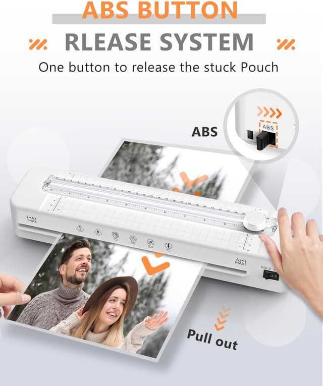 Detalle 2 de Raycial A3 Laminator Machine with Built-in Cutter & Corner Rounder (Fast Warm-up) for Home Office and School
