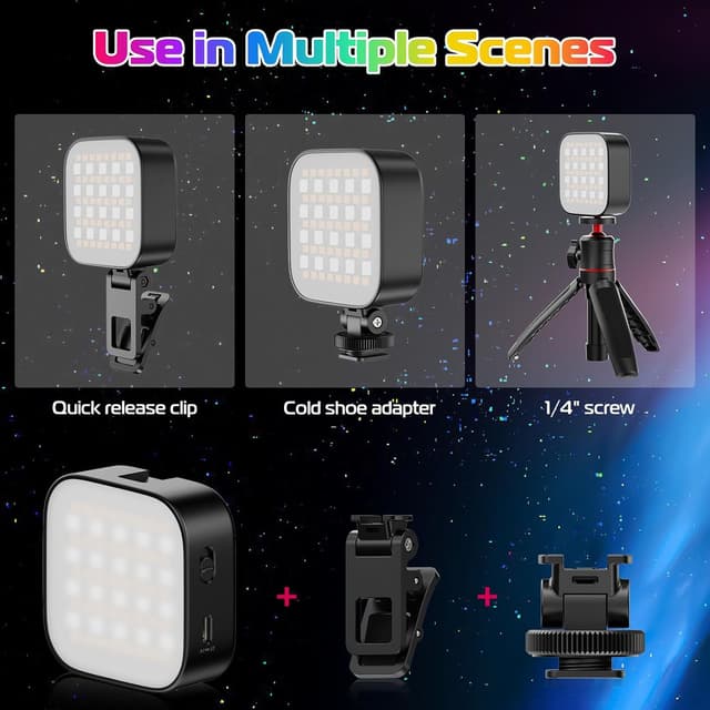 Detalle 2 de ULANZI U60 RGB LED Video Light (U60) with 1/4" screw, cold shoe adapter and clip