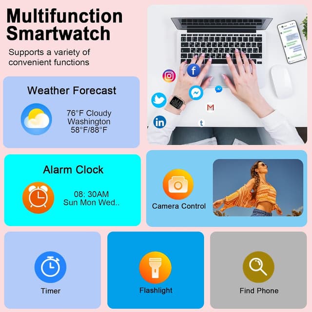 Detalle 2 de Fempoin Smart Watch T31: fitness, SpO2, sleep tracking and menstrual cycle logging
