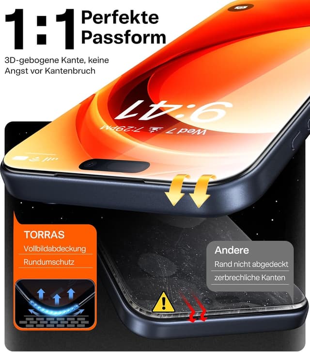 Thumbnail 4 de TORRAS iPhone 17 Air Panzerglas 2 Stück