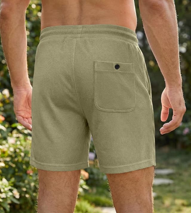 Detalle de JMIERR Men’s Casual Waffle Knit Shorts (5” or 7”) with Elastic Waist & Pockets