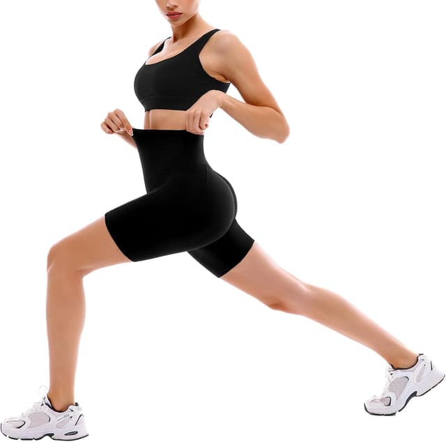 Detalle de SINOPHANT 2-Pack Women’s Cycling Shorts with Pockets, High Waist Buttery-Soft Gym & Workout Shorts