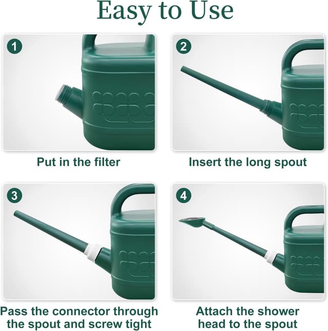 Detalle 2 de 2 Gallon Plastic Watering Can with Removable Long Spout & Stainless Steel Shower Head