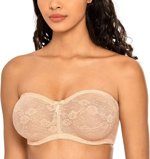 Detalle de DOBREVA Femme soutien-gorge sans bretelles grande taille à armatures, bandeau transparent
