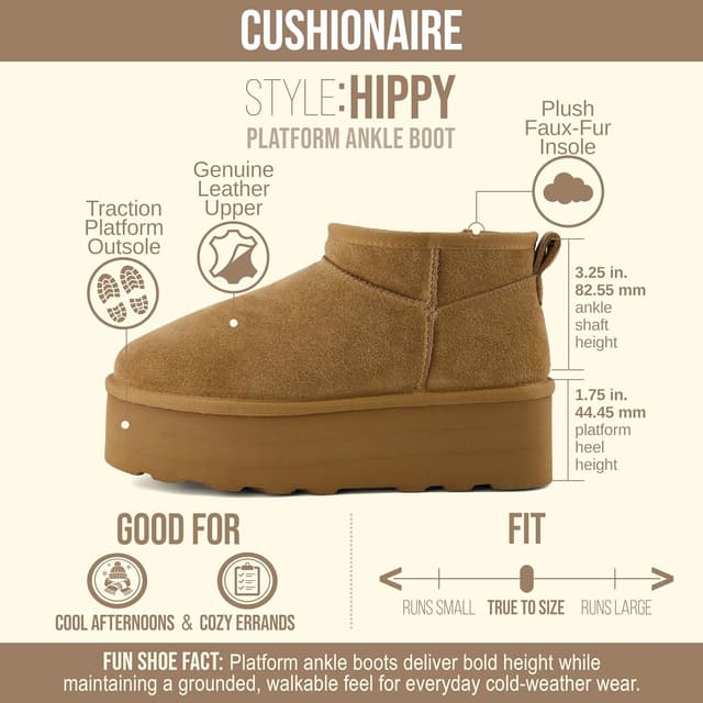 Detalle 2 de CUSHIONAIRE Hippy Women’s Platform Ankle Boots