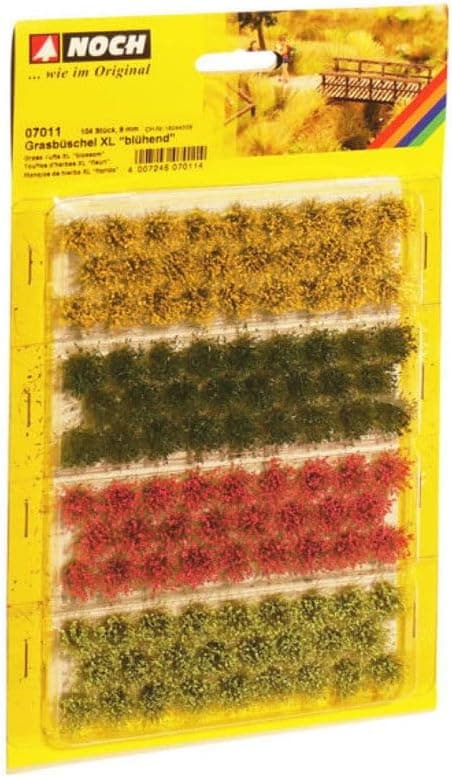 Detalle de NOCH Grasbüschel XL „blühend“ – Modellbau-Deko für H0, TT, N und Z, 9 mm
