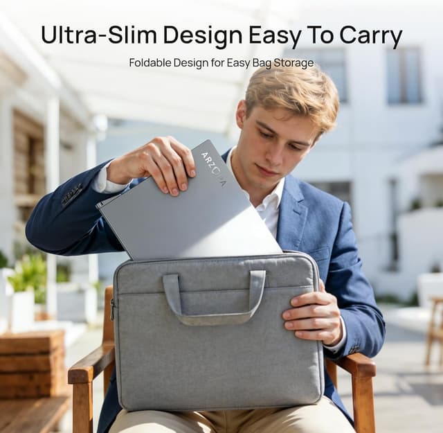 Detalle 1 de ARZOPA 15.6" Dual Portable Monitor (FHD 1080P) – USB-C & HDMI, foldable stackable screens in grey