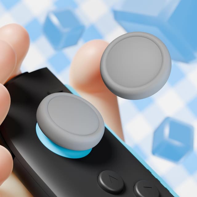 Detalle de PlayVital Thumb Grips for Nintendo Switch 2 (Joycon 2) – 4-Pack Silicone Caps in New Hope Gray