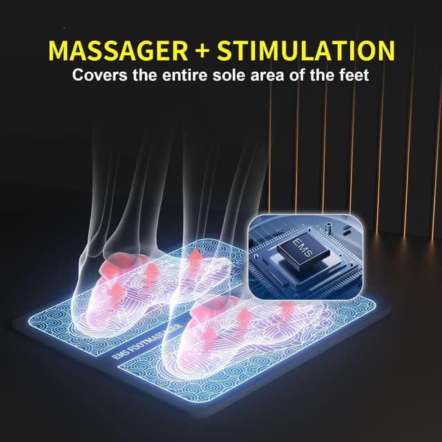 Detalle de Masseur de pieds EMS (bioélectrique) avec 8 modes et 19 fréquences réglables, charge USB et design ergonomique