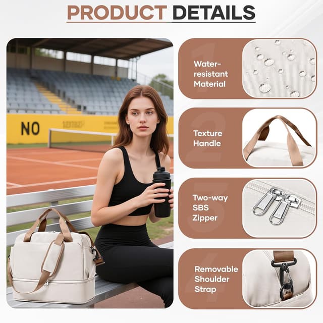 Thumbnail 6 de Ryanair underseat cabin bag 40x30x20 weekend holdall with wet pocket and shoe compartment (F1 Beige Brown)