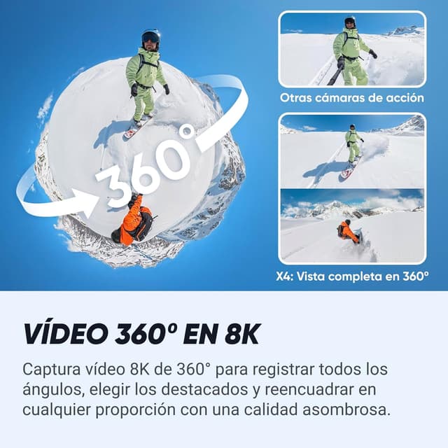 Detalle 2 de Insta360 X4 Cámara 360 8K para snowboard