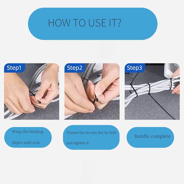 Detalle de Yolistar Kabelbinder-Set 250 Stück schwarz 300 mm x 3,6 mm (hitzebeständig, selbstsichernd)