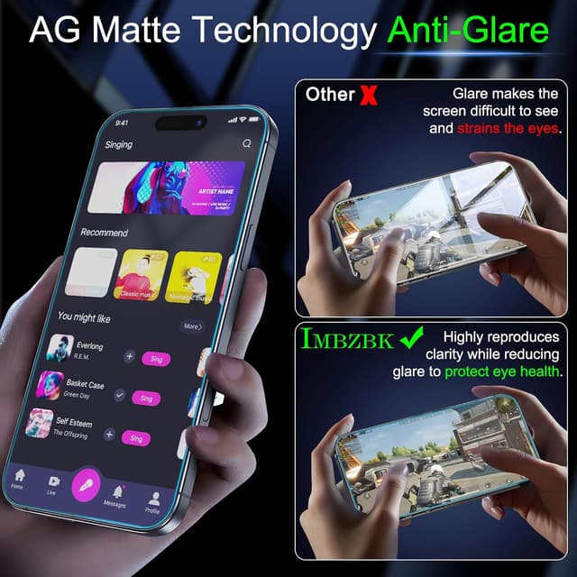 Detalle 2 de IMBZBK Auto-Dust Removal Matte Screen Protector for iPhone 17 Pro Max 3-Pack