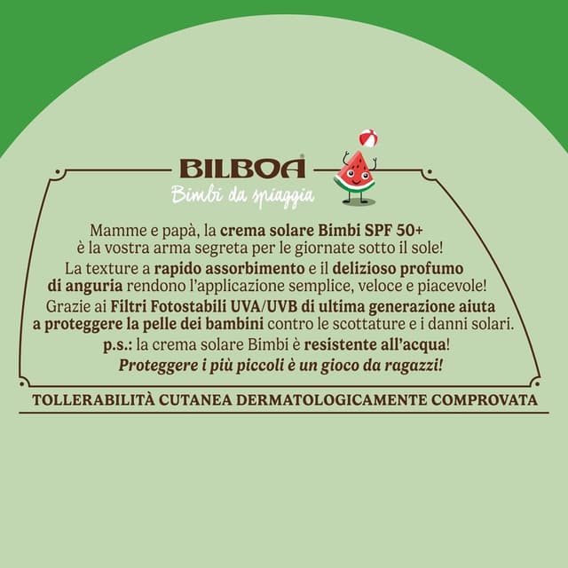 Detalle de Bilboa Bimbi da Spiaggia Spray Solare Bambini SPF 50+ (250 ml) resistente all’acqua