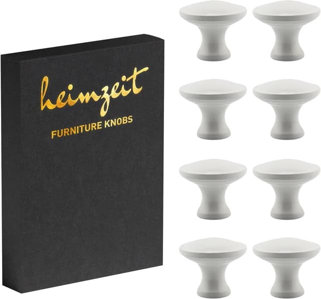 Detalle de Heimzeit Pomelli Armadio Nova per porte, cassetti e comodini in alluminio (8 pezzi, grande rotondo) colore bianco