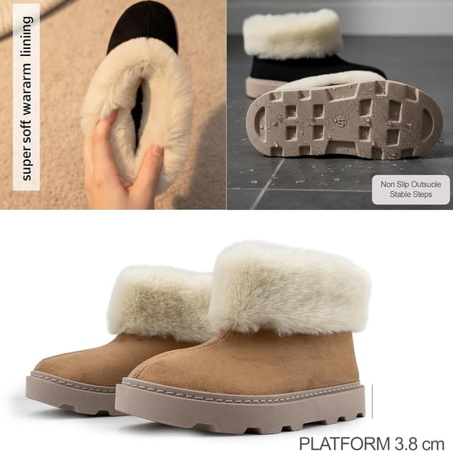 Detalle 2 de JOMIX Bottines hiver femme fourrées à col fausse fourrure – semelle épaisse antidérapante