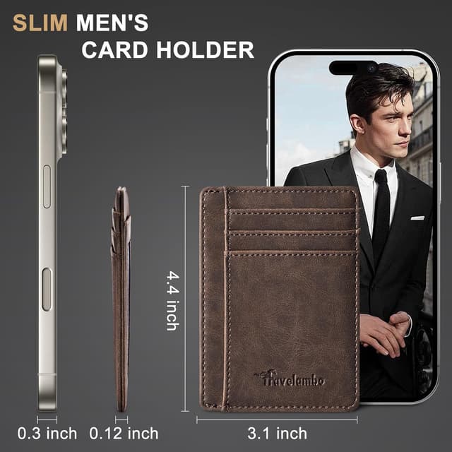 Thumbnail 4 de Travelambo Slim Wallet RFID Blocking Medium Wallet đź‘›