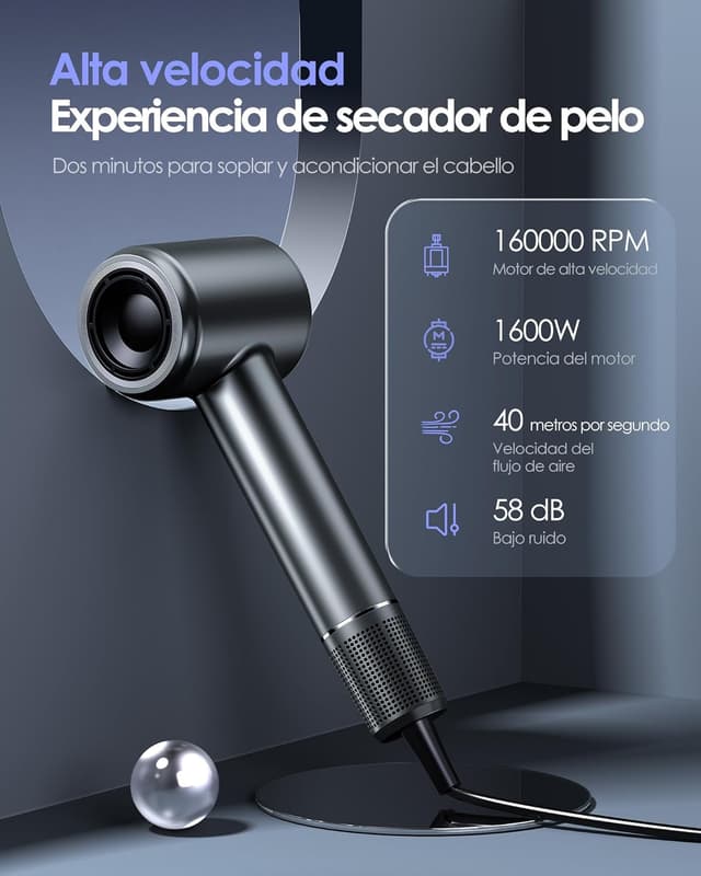 Thumbnail 6 de Bopcal Secador de Pelo Profesional, Alta Velocidad, Iones, Difusor