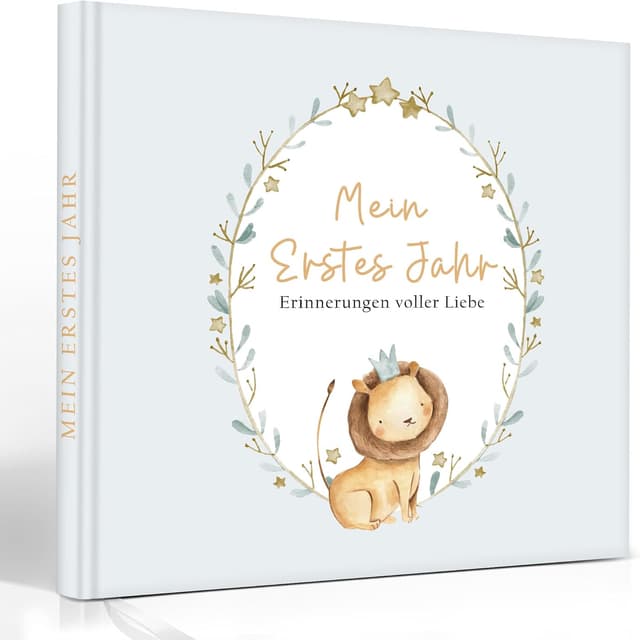Detalle de Mein erstes Jahr Baby Babyalbum zum Selbstgestalten mit 84 Seiten & Stickern – Erinnerungsbuch für Geburt und Babyparty