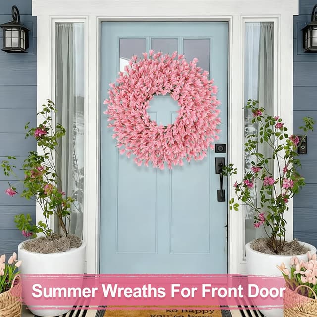 Thumbnail 5 de 26 Inch Pink Forsythia Spring Wreath