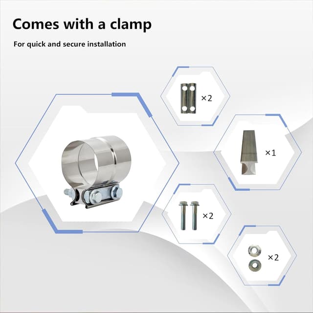 Detalle 2 de 5" to 6" Exhaust Elbow with Clamp (Chrome/Black Coating) — No Welding Required