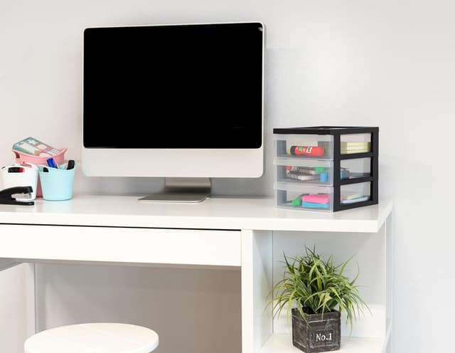 Detalle 2 de IRIS Ohyama Tour de rangement plastique A5 avec 3 petits tiroirs (noir) DC-A5