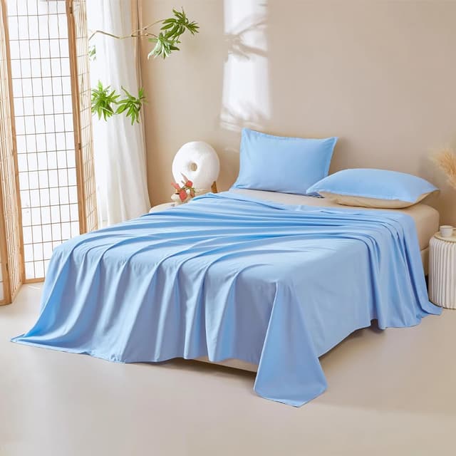 Detalle 2 de DUJUIKE 100% wasserdichte Schutzdecke als Matratzenschoner (Himmelblau) – Cal King/King 230×250 cm