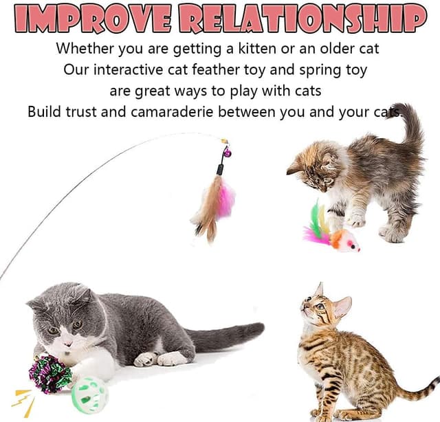 Detalle de Speedy Panther 21 Pack Cat Toys Set for Indoor Cats: 3-Level Ball Tower & Self-Play Interactive Kit
