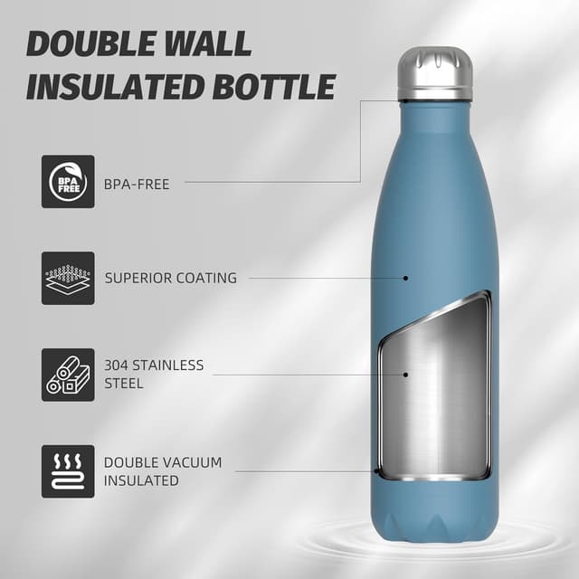 Thumbnail 6 de WATERSY Stainless Steel Insulated Water Bottle (500ml) in Smog Blue