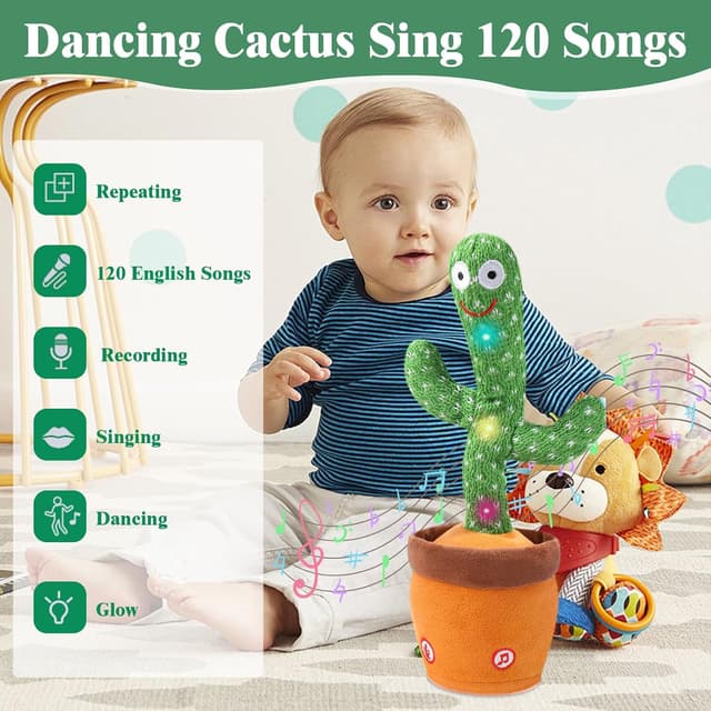 Thumbnail 2 de MIAODAM Dancing Cactus 10 Songs Talking Toy
