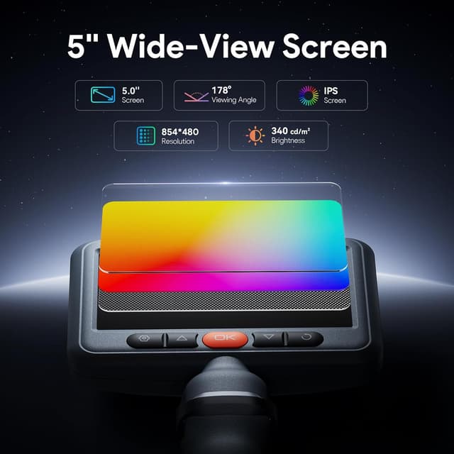 Detalle de DEPSTECH 210° drehbare Endoskopkamera mit Licht, 5-Zoll-IPS und 1080P – 6,2-mm-Rohrkamera