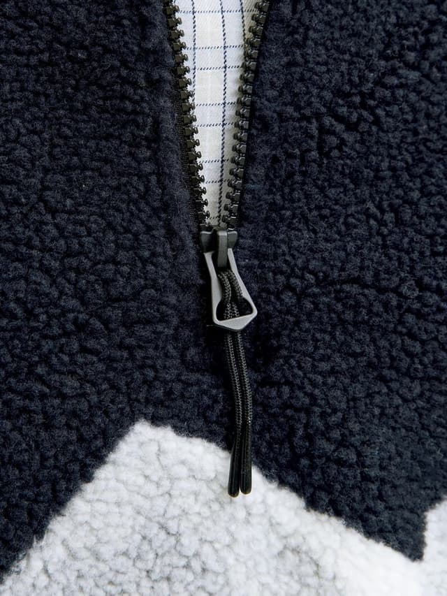 Detalle de Jack & Jones Jorbear Mountain Teddy Half Zip da uomo: giacca in felpa a mezza zip