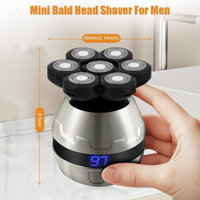 Detalle de LOPHE Rasoir 5 en 1 Tête Chauve Homme 7D (sans fil, Type-C, IPX6) avec écran LED