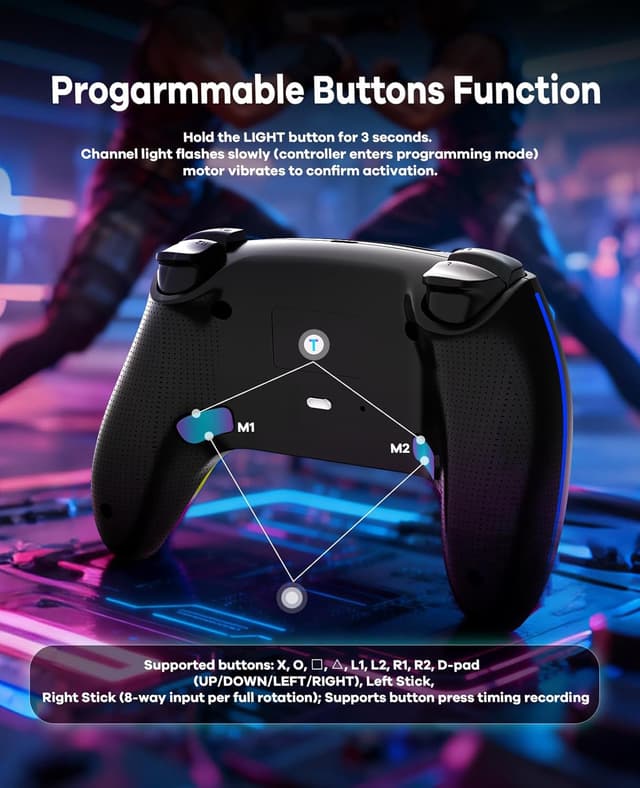 Thumbnail 6 de QIVORO Wireless Controller with Hall Effect Joysticks (PS5/PC/Steam Deck/Mac/iOS/Android) and Turbo