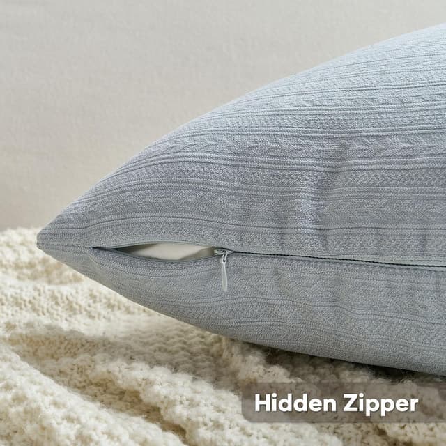 Detalle de Housses de coussin Ystyle 45x45 (lot de 2) en chenille à fermeture éclair invisible, bleu clair