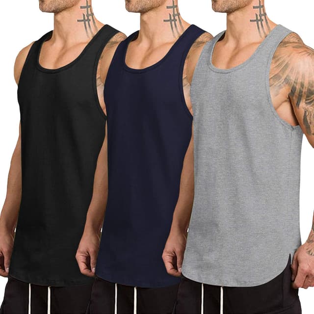 Detalle de COOFANDY Men’s 3-Pack Quick-Dry Workout Tank Top (Gym Muscle Tee)