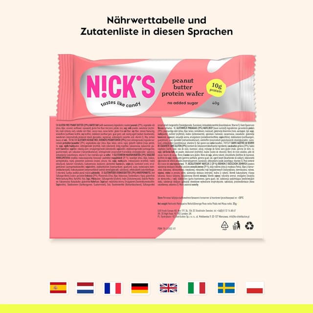 Thumbnail 5 de NICKS Protein Wafer Riegel Peanut Butter 25% Eiweiß