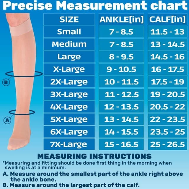 Detalle de ABSOLUTE SUPPORT Made in USA Women’s Compression Socks (20–30mmHg) Sheer Nude, Large — A205NU3