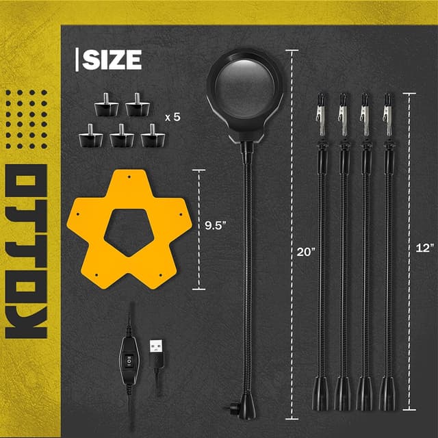 Detalle de Fstop Labs Kotto : loupe LED éclairée et troisième main pour soudure PCB, avec base lestée anti-dérapante
