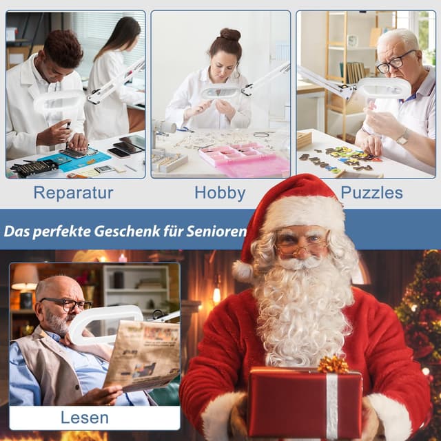 Thumbnail 6 de Veemagni Loupe rectangulaire 10X avec lumière LED et pince (bras pivotant) — lampe de bureau mains libres