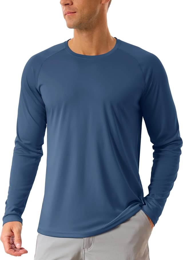 Detalle de TACVASEN Men’s UV Protection UPF 50+ Long Sleeve T-Shirt for Hiking, Walking & Outdoor Sports