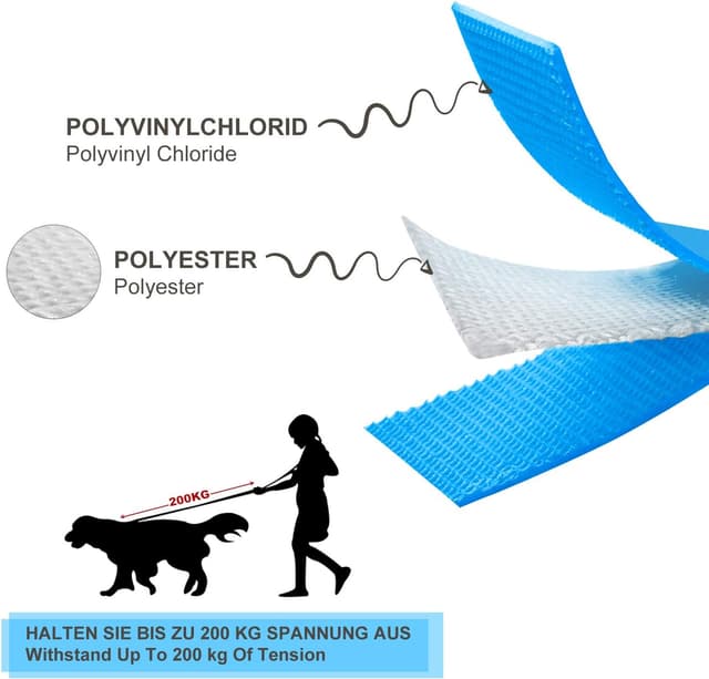 Detalle de Toozey Wasserdicht Schleppleine für Hunde (5–20 m) – robuste Trainingsleine mit Handschlaufe, Karabiner und wetterfester Ausführung in Blau
